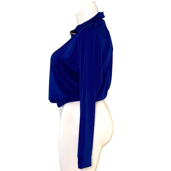 Fashion Nova NWT Royal Blue Mock Neck Top, Do You Even Gym Women's Size 2X - Picture 7 of 11